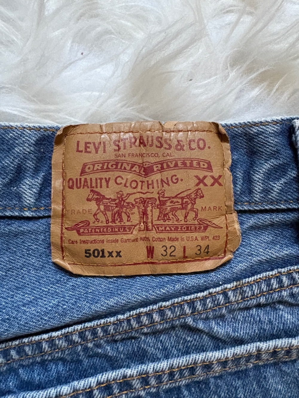 Levi's Blue Vintage 501xx Denim Frayed Hem Mini Skirt - Picture 4 of 4